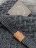 100% Merino Wool Luxury Baby Blanket | BRAIDS, Dark Grey