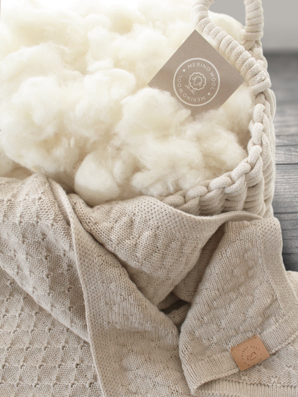 100% Merino Wool Luxury Baby Blanket | BUBBLES, Cream