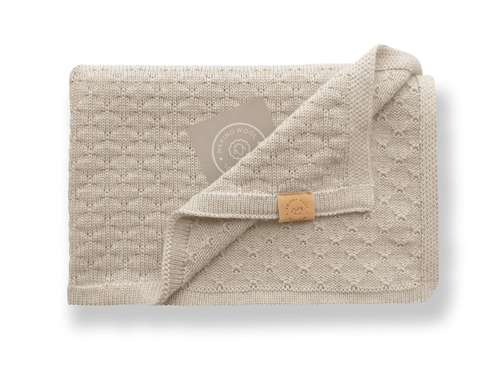100% Merino Wool Luxury Baby Blanket | BUBBLES, Cream