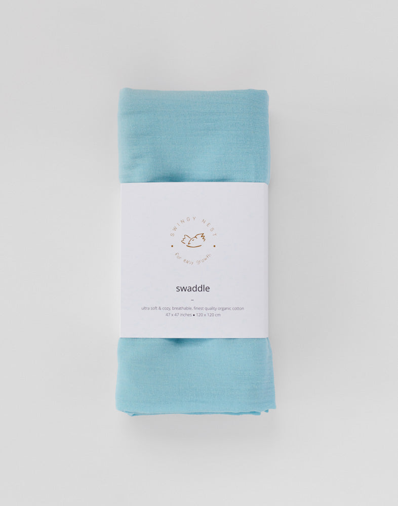 Organic Muslin Swaddle | Powder Blue