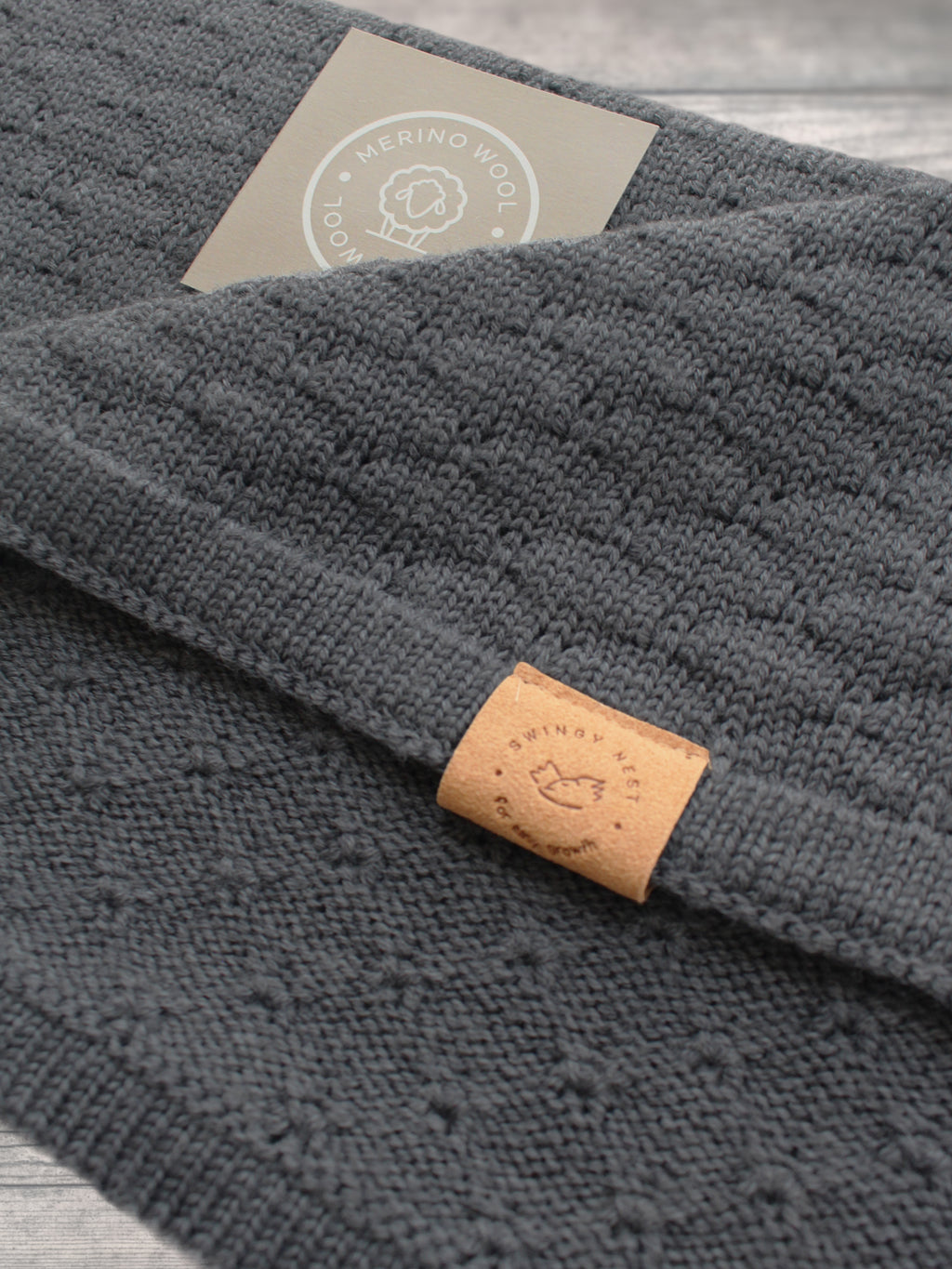 100% Merino Wool Luxury Baby Blanket | BUBBLES, Dark Grey