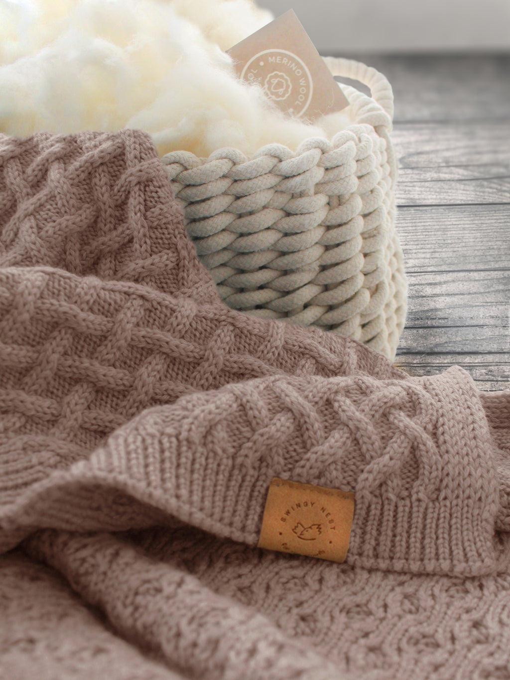 100% Merino Wool Luxury Baby Blanket | BRAIDS, Cacao